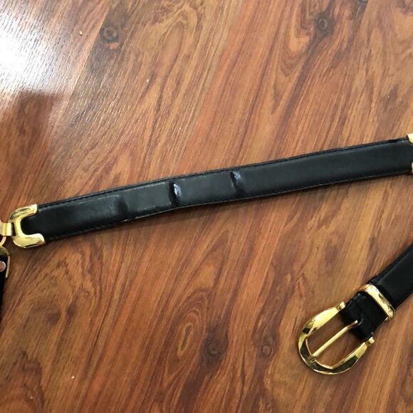 Vintage black leather Horse bit snaffle black and gold belt - Picture 9 of 11